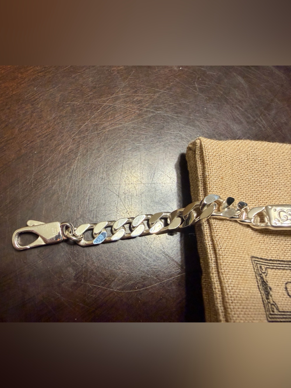 New Authentic Gucci GG Supreme Logo Siver Bracelet - Picture 11 of 13